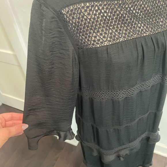 WHO WHAT WEAR satin and crochet ruffle dress - Picture 3 of 4